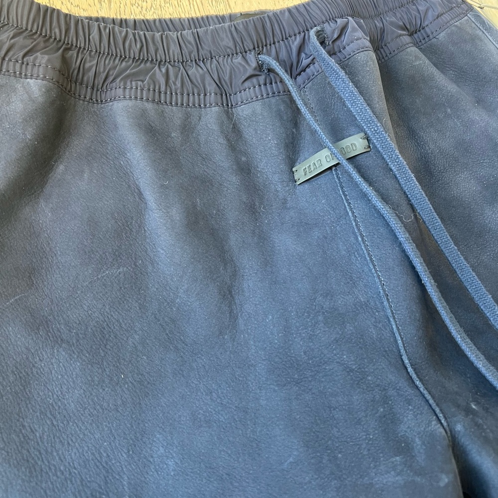 Fear of God Leather Dark Blue/Navy Nubuck Joggers size Small Used - Picture 3 of 15